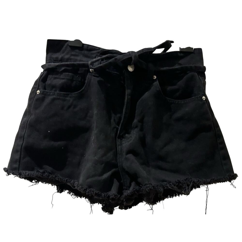 PacSun Tie Belted Mom Shorts black denim distressed women’s size 26